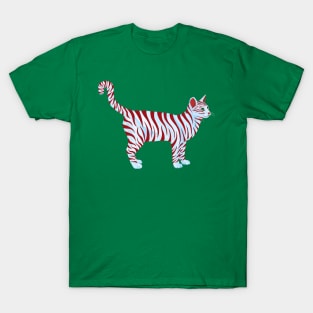 Peppermint Candy Red Striped Cat T-Shirt